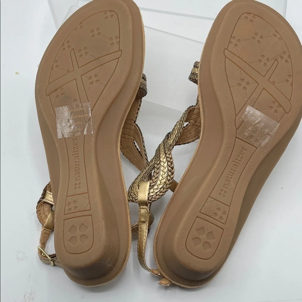 Naturalizer Braided Bronze and Gold Sandals, size 7N